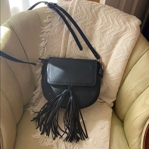 Small fringe black shoulder or cross-body bag